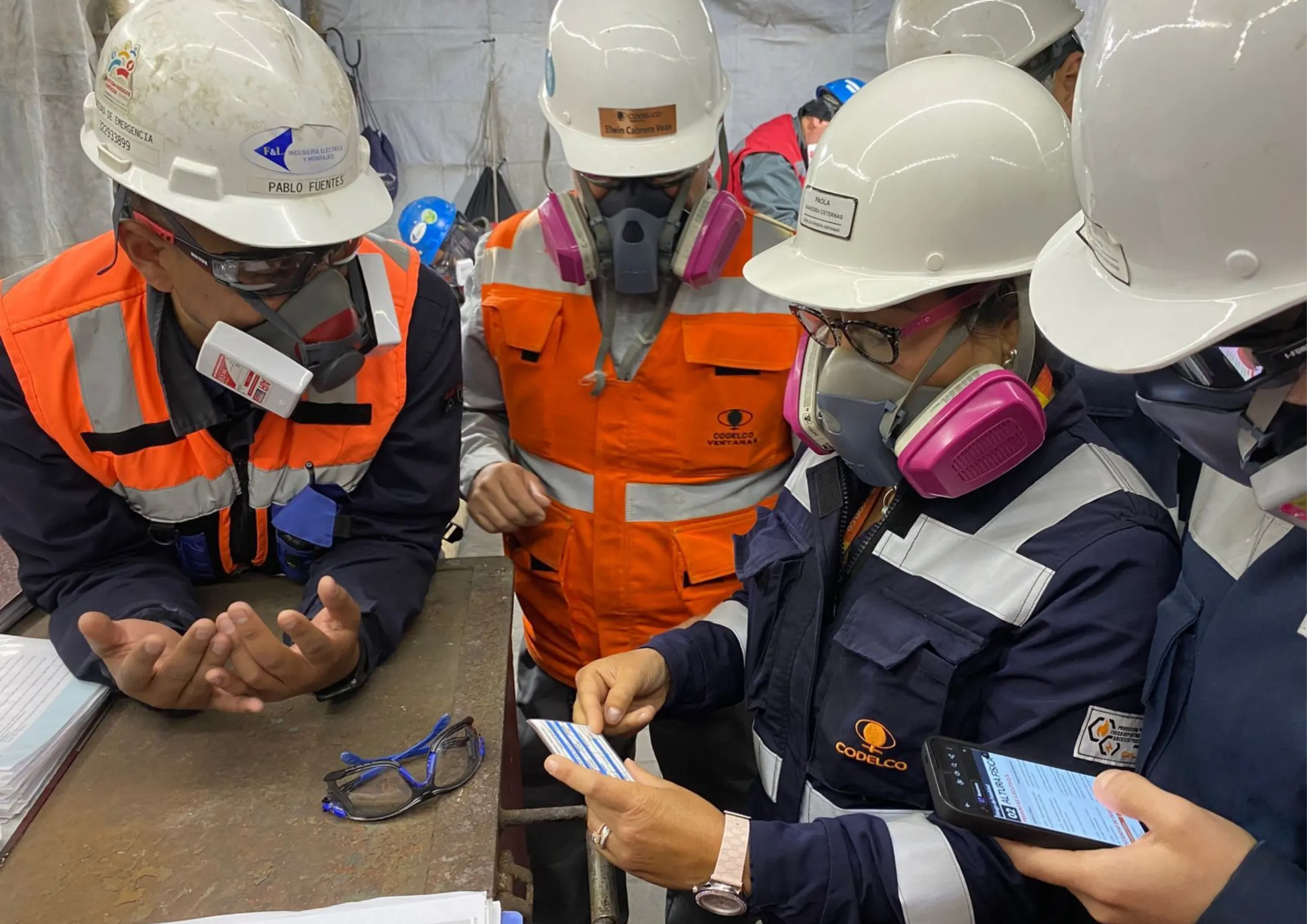 Trabajadores de F&L Ingeniería en terreno con equipo de protección